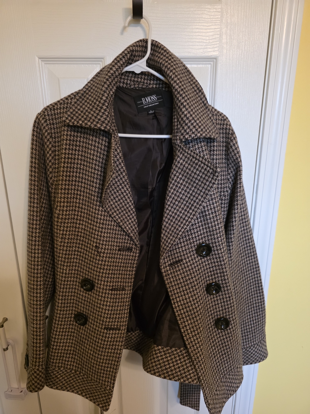 Tailor B. Moss Brown and Black Houndstooth Peacoat